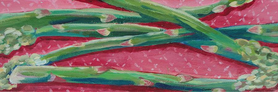 Asparagus Painting - Five Asparagus Spears by Claudia Van Nes