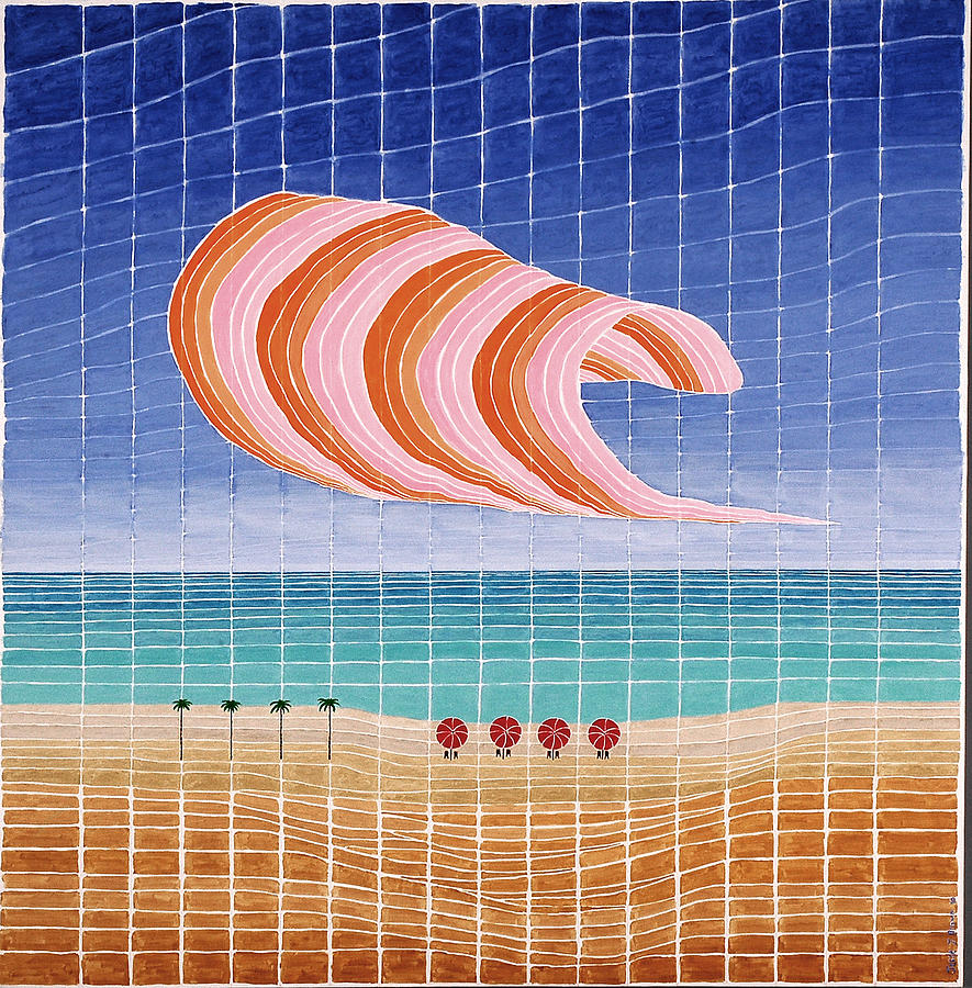 Beach Painting - Five Beach Umbrellas by Jesse Jackson Brown