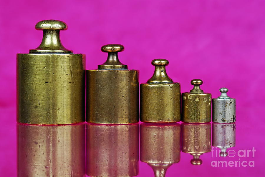 Five Copper weights in a row Photograph by Sami Sarkis Pixels
