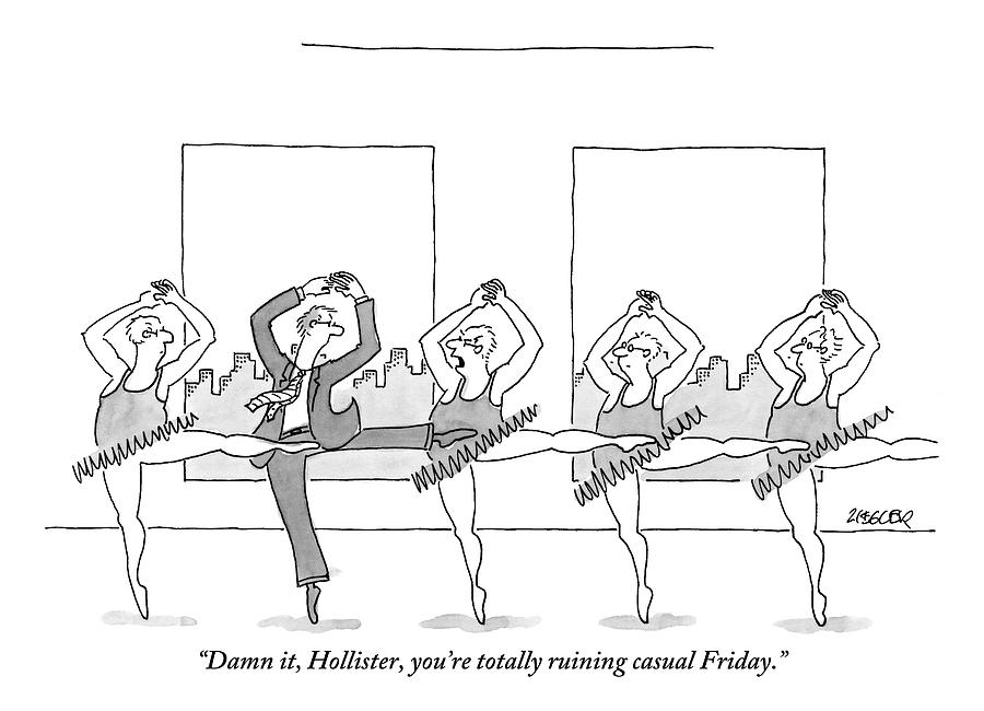 Five Executives Are Doing Ballet In The Office Drawing by Jack Ziegler