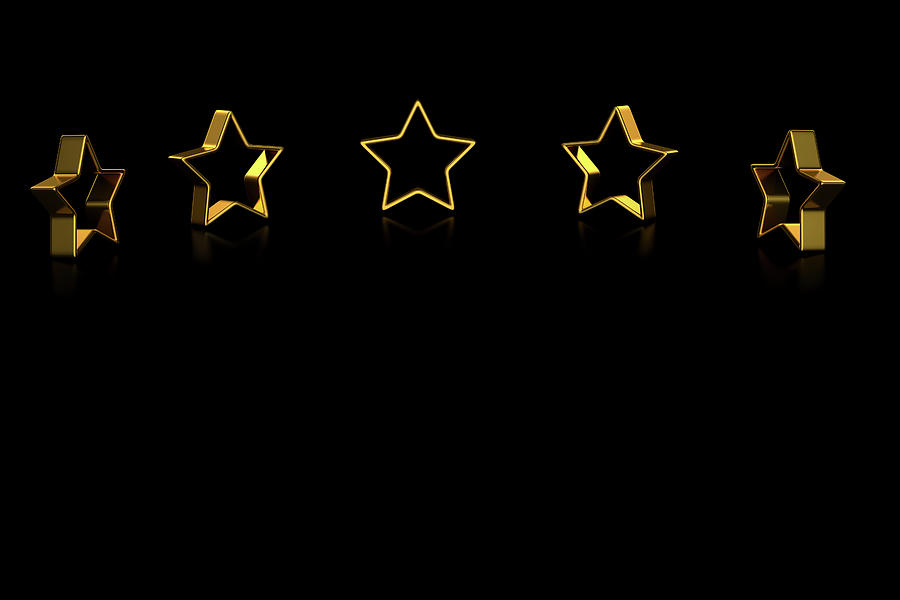 Five Golden Stars On Black Reflective Photograph by Bjorn Holland