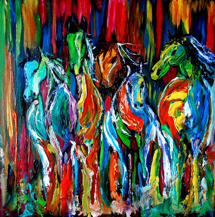 Five Horses Painting by Maris Sherwood