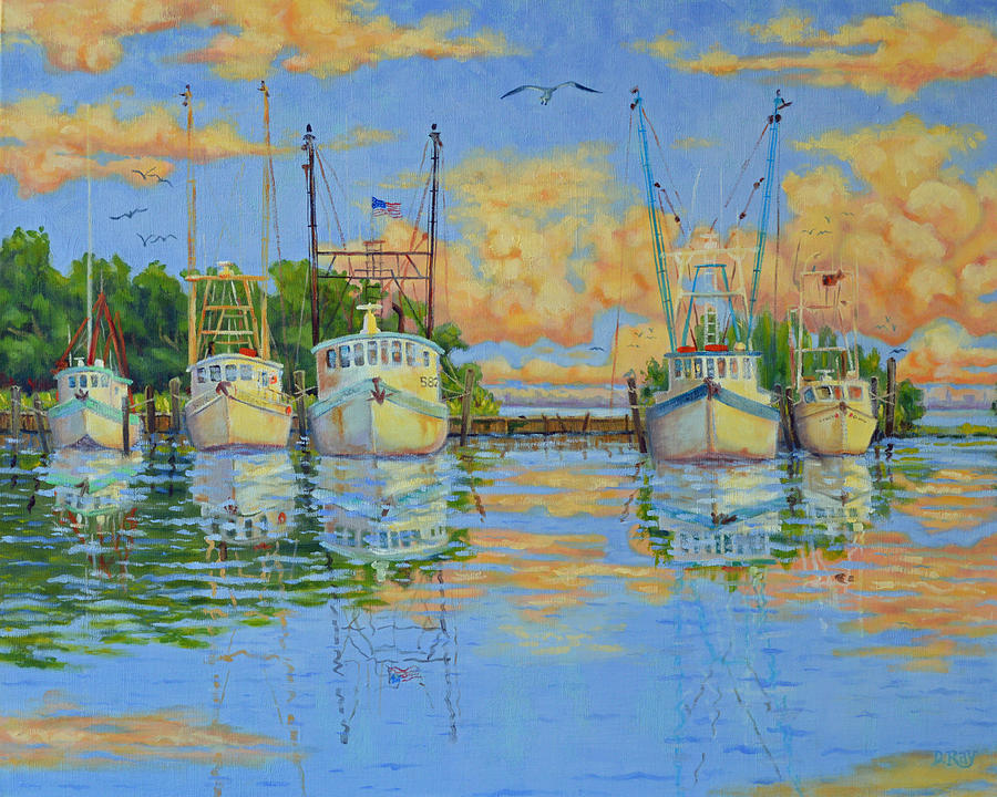 Five Low Country Boats Painting by Dwain Ray