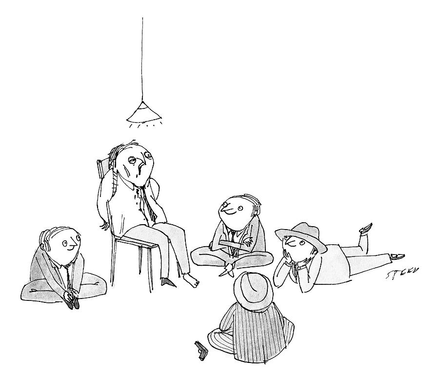 Five Mob-type Guys All Sit Like Children Drawing by Edward Steed Five Mob-type Guys All Sit Like Children Drawing by Edward Steed