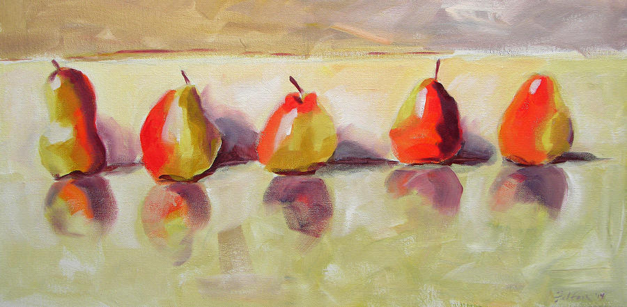Five Pears Painting by Julianne Felton