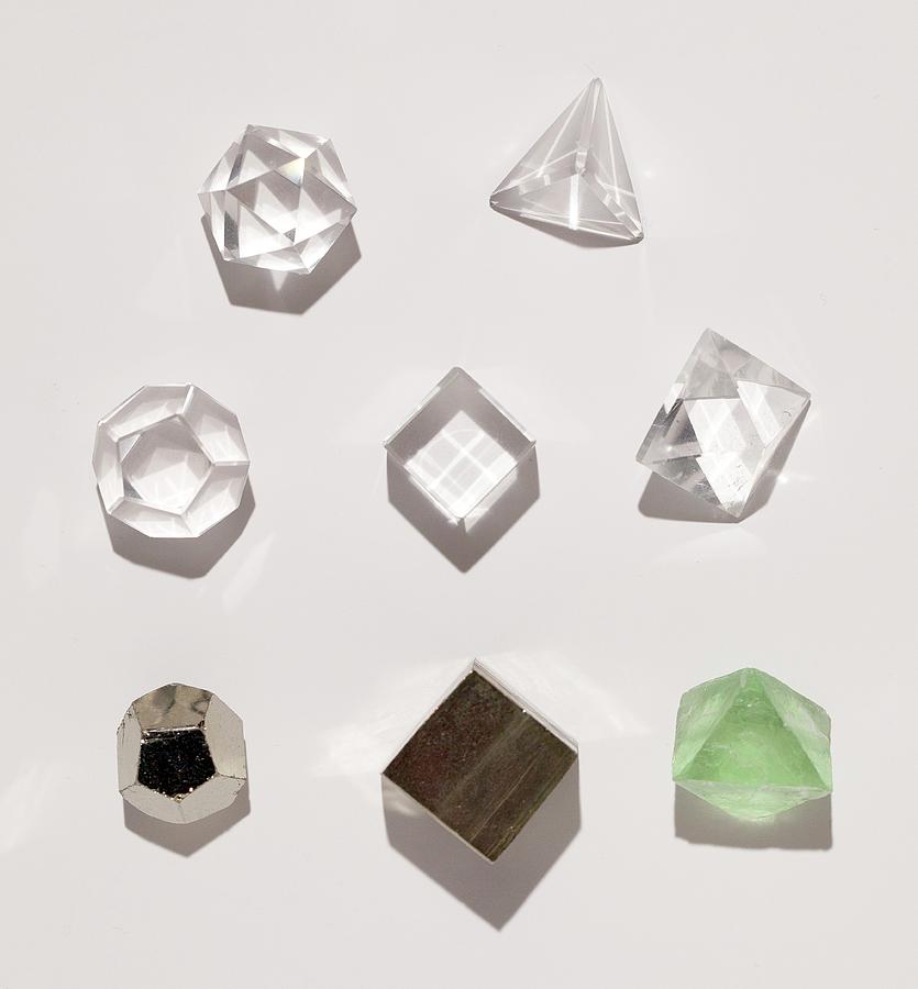 Geometry Photograph - Five Platonic Solids With 3 Natural Forms by Paul D Stewart