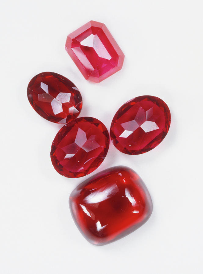 Five Polished Ruby Gemstones Photograph by Dorling Kindersley/uig