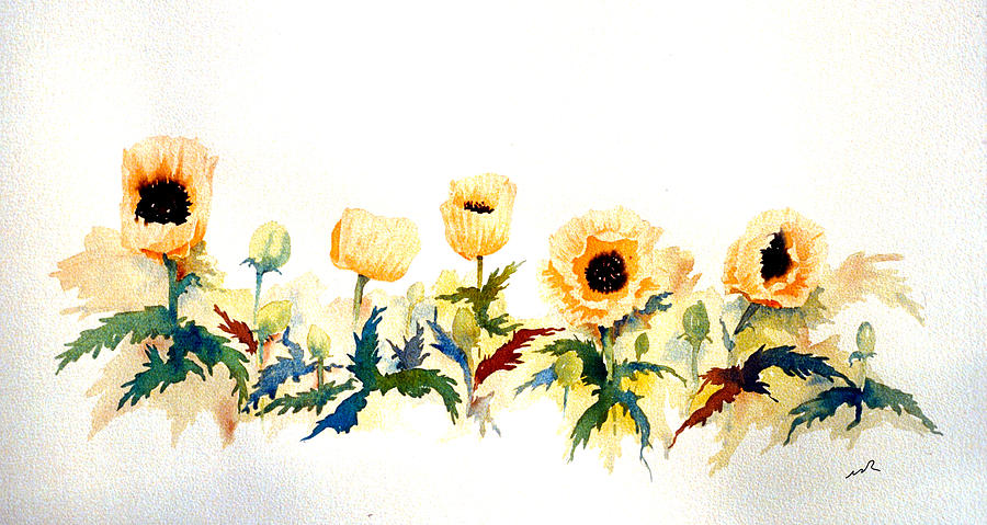 Five Poppies Painting by William Renzulli Five Poppies Painting by William Renzulli