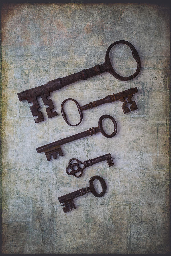 Key Photograph - Five Rusty Keys by Garry Gay