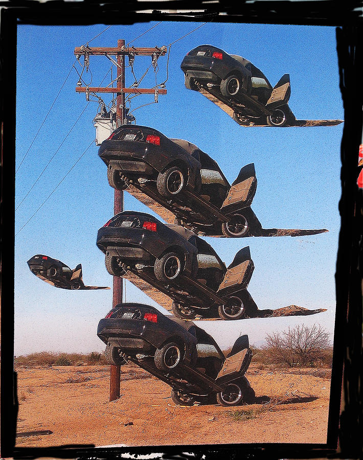Five suspended cars collage Arizona City Arizona 2005-2010 Photograph by David Lee Guss
