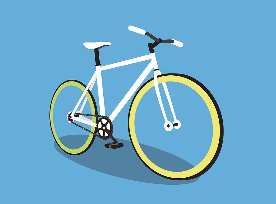 Fixed-gear Bicycle, Vector Illustration Drawing by Hakule