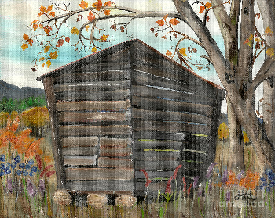 Autumn - Shack - Woodshed Painting by Jan Dappen