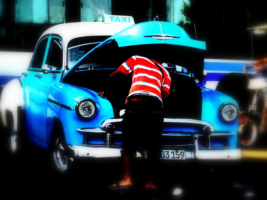 Fixing a vintage american car in Cuba Photograph by Funkpix Photo Hunter