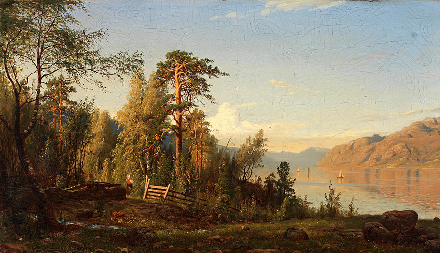 Fjordparti  Painting by Amaldus Nielsen