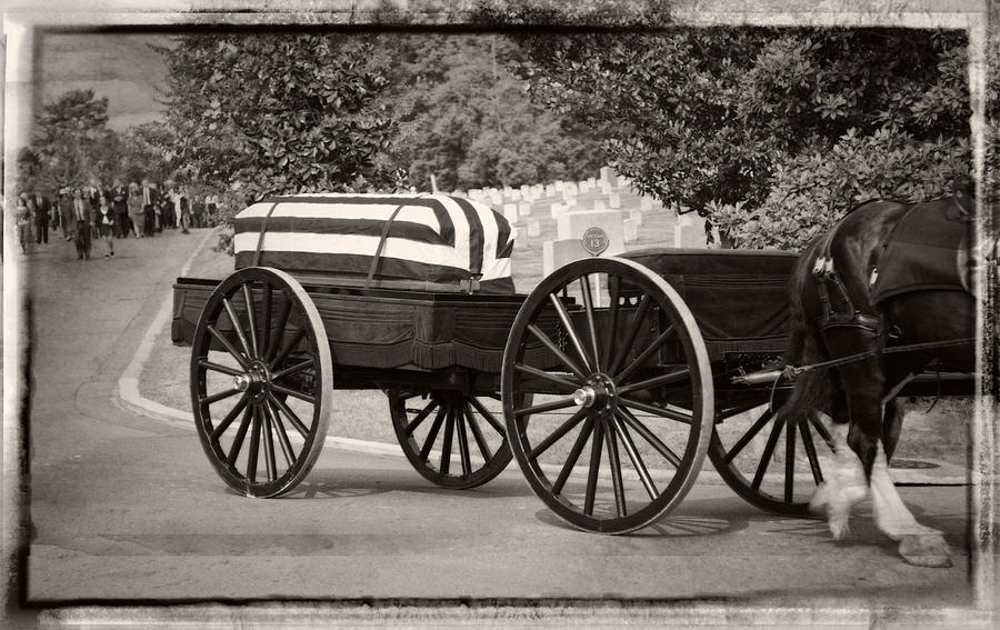 Tree Photograph - Flag Draped Casket At Arlington with Border by Greg and Chrystal Mimbs