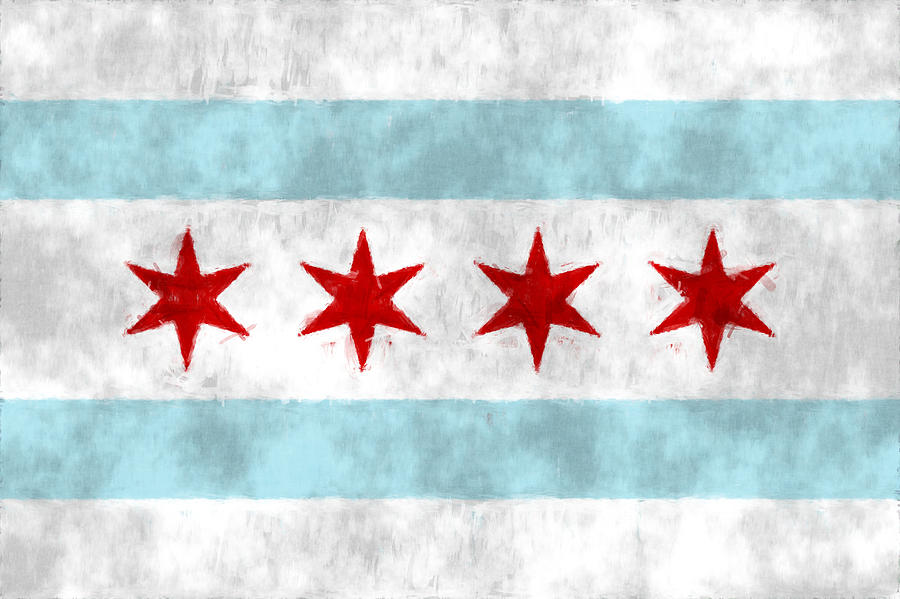 Chicago Digital Art - Flag of Chicago by World Art Prints And Designs