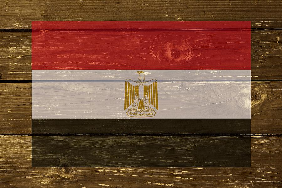 Eagle Digital Art - Egypt National Flag on Wood by Movie Poster Prints