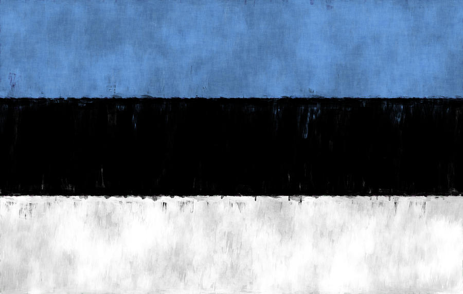 Abstract Digital Art - Flag of Estonia by World Art Prints And Designs