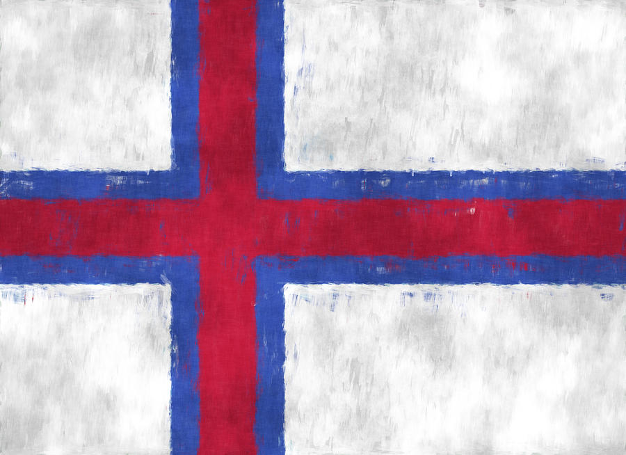 Abstract Digital Art - Flag of Faroe Islands by World Art Prints And Designs