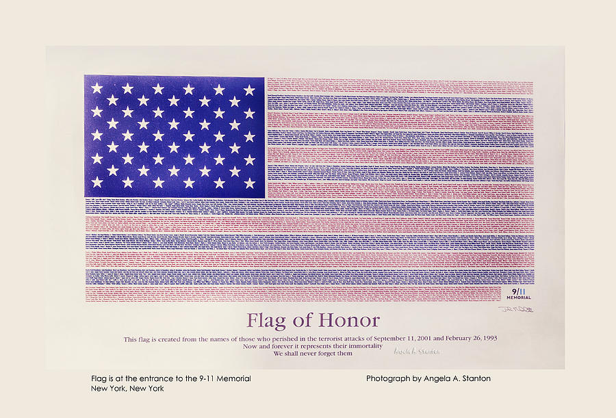 Flag of Honor 9-11 Memorial - Poster Photograph by Angela Stanton