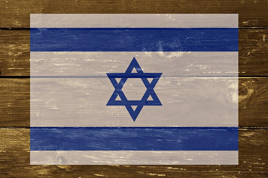 Israel National Flag on Wood Digital Art by Movie Poster Prints