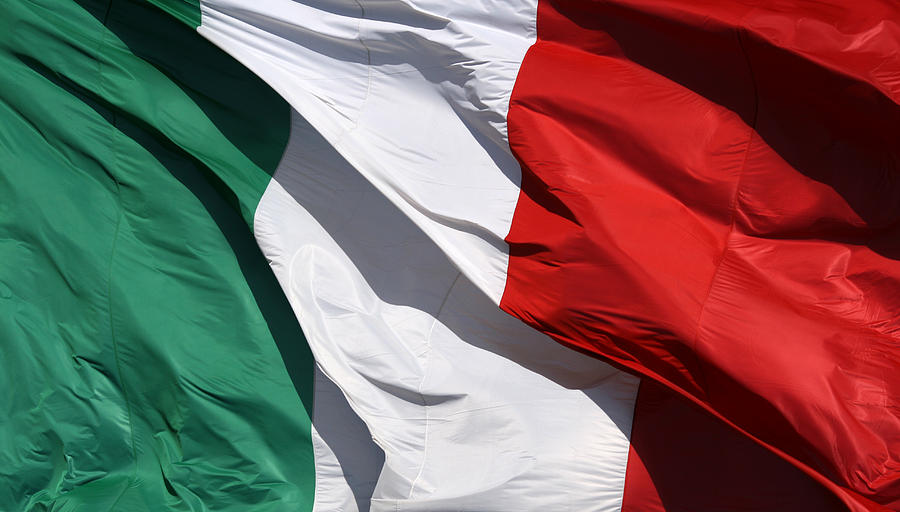 Flag of Italy with vertical strips of green, white and red Photograph by Romaoslo
