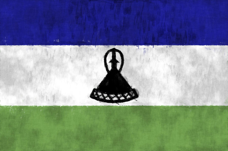 Flag Digital Art - Flag of Lesotho by World Art Prints And Designs