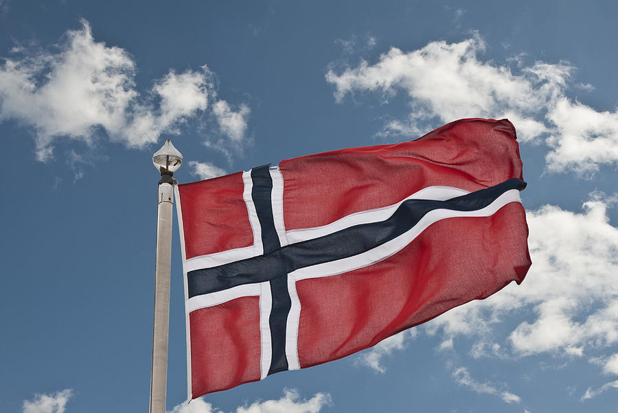 Flag Photograph - Flag Of Norway by Steve Purnell