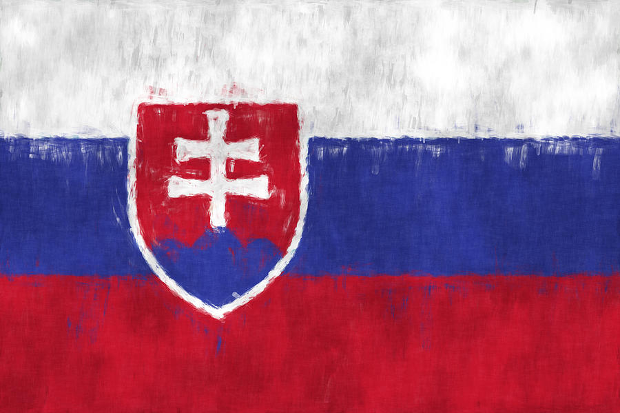 Abstract Digital Art - Flag of Slovakia by World Art Prints And Designs