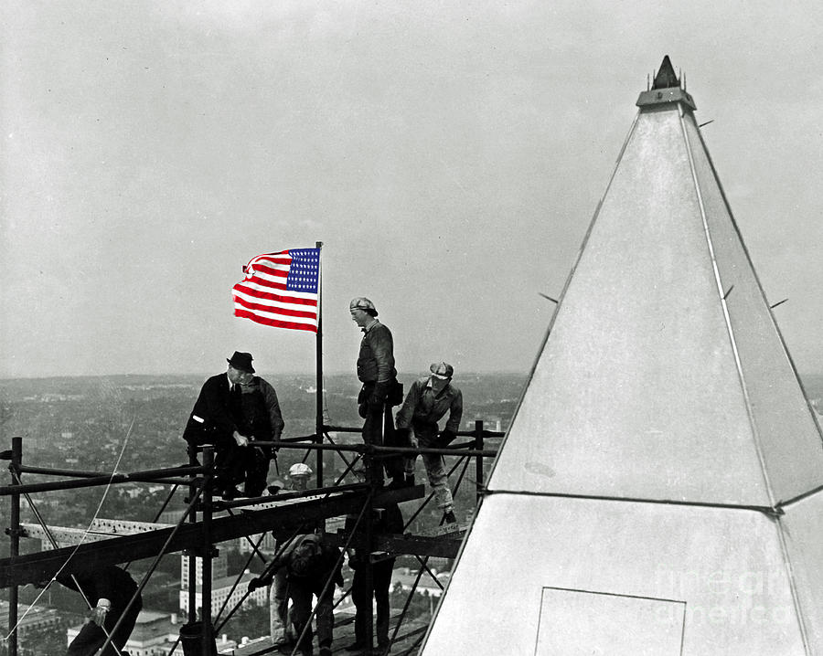 Flag Of The Renovation Washington Monument Photograph