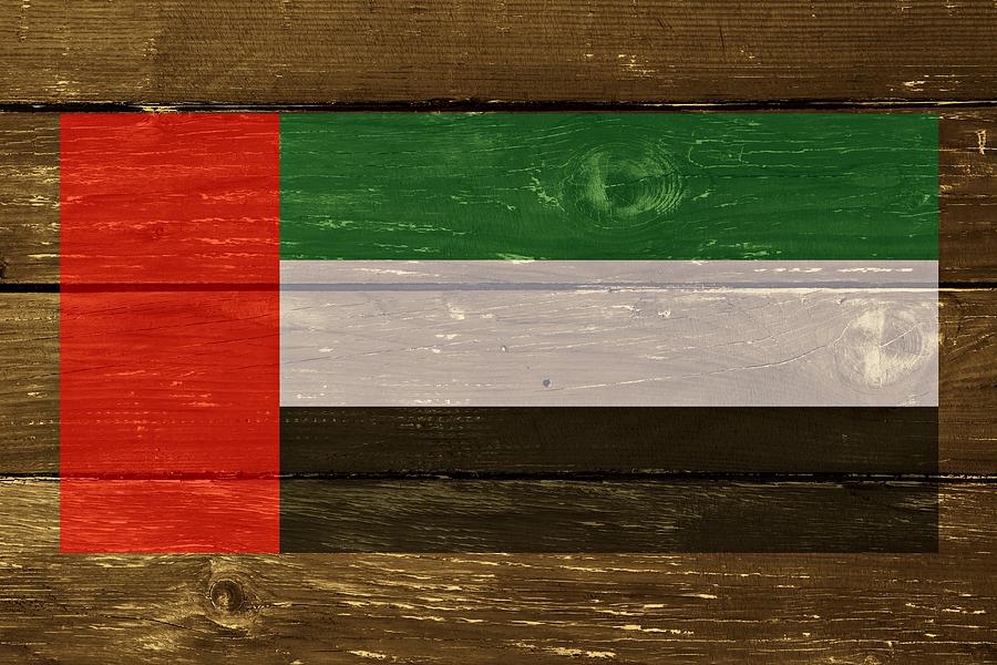 United Arab Emirates Flag on Wood Digital Art by Movie Poster Prints
