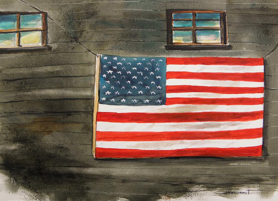 Flag on Old Siding Painting by John Williams