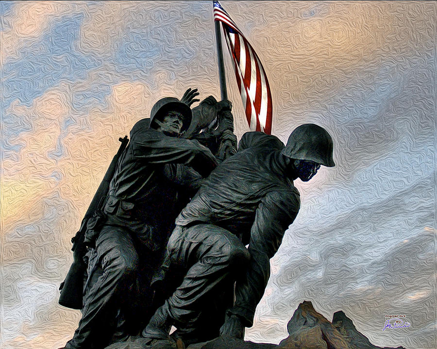 Flag Over Iwo Jima Digital Art by Joe Paradis