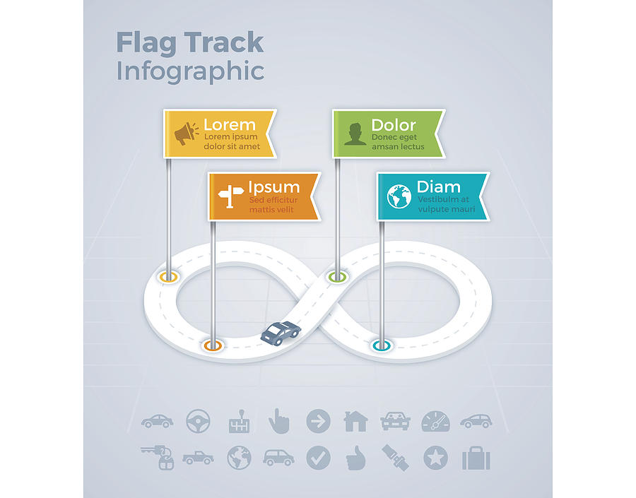 Flag Track Infograhic Drawing by Filo