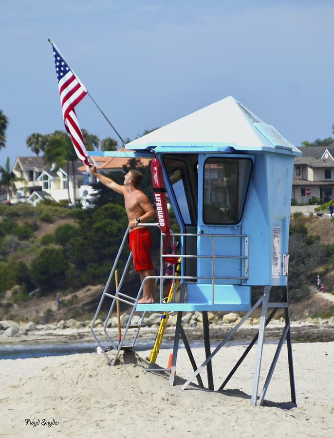Flag Waving Lifeguard Photograph by Floyd Snyder