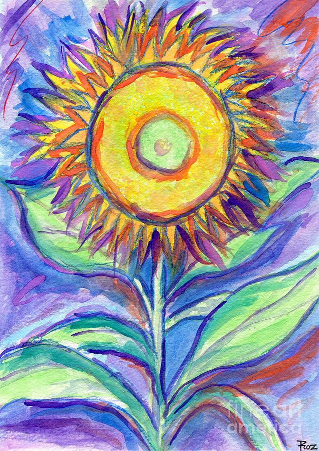 Nature Painting - Flagler Beach Sunflower by Roz Abellera