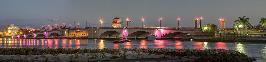Flagler Bridge in Pink Photograph by Debra and Dave Vanderlaan