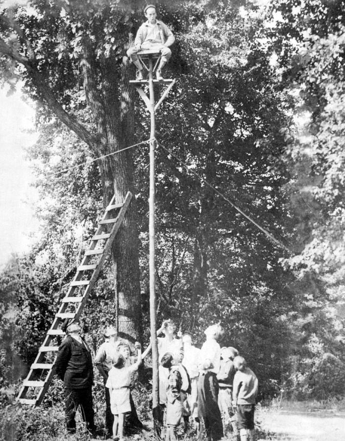 Flagpole Sitting, 1920s Photograph by Science Source