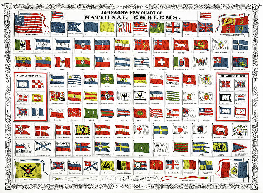 Flags, 1868 Painting by Granger