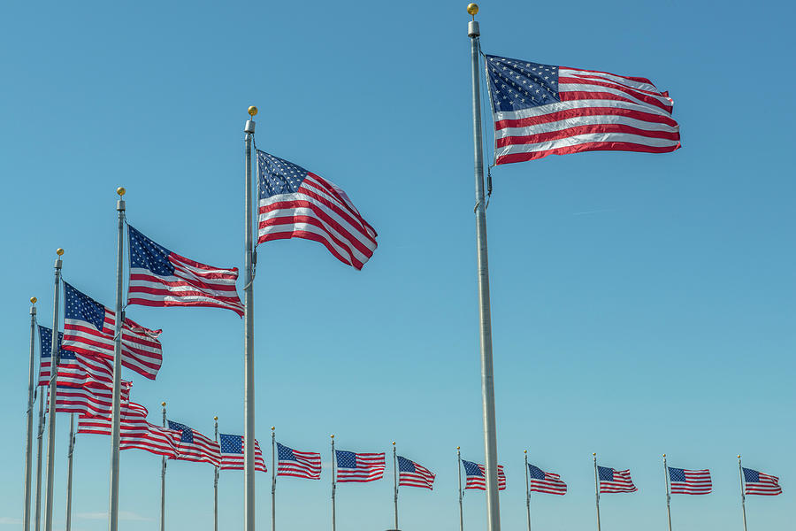 Washington Monument Photograph - Flags By Washington Monument by Jim Engelbrecht