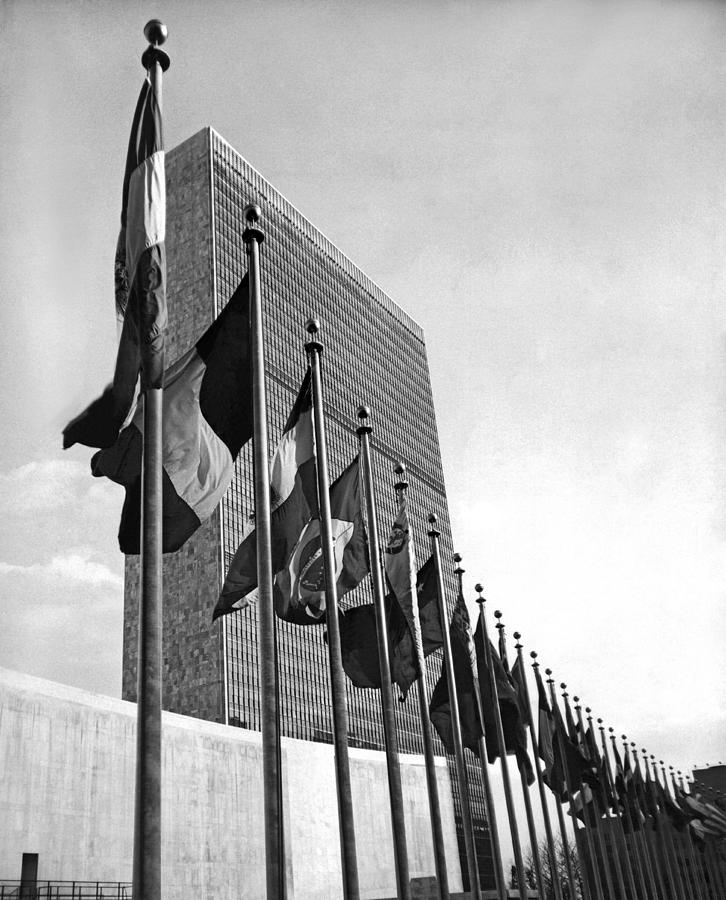 Flags Flying At United Nations Photograph by Underwood Archives