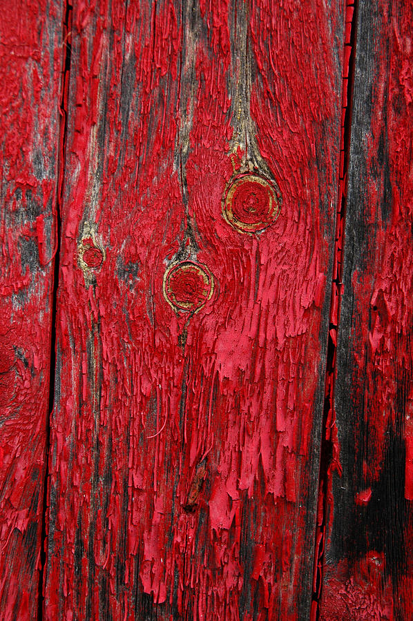 Abstract Photograph - Flaking red paint on old shed. by Rob Huntley