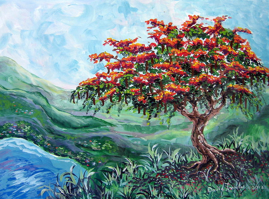 Caribbean Painting - Flamboyant Tree by David Francke