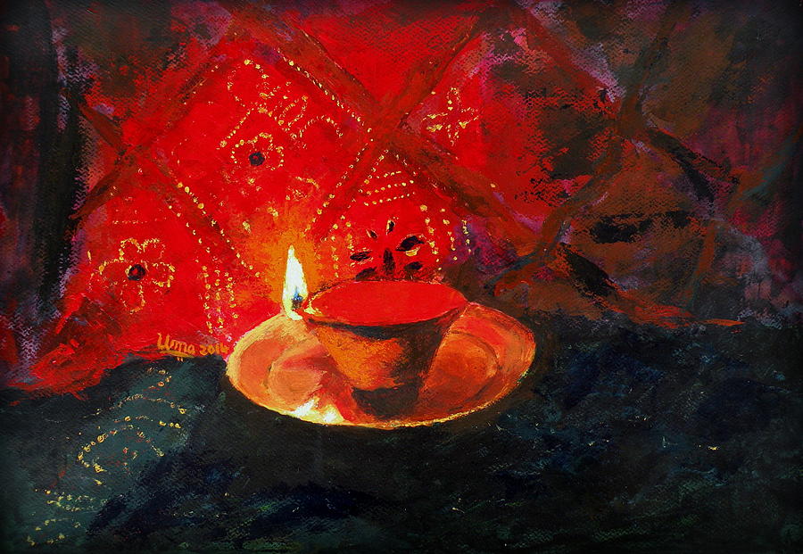 Flame without smoke Painting by Uma Krishnamoorthy