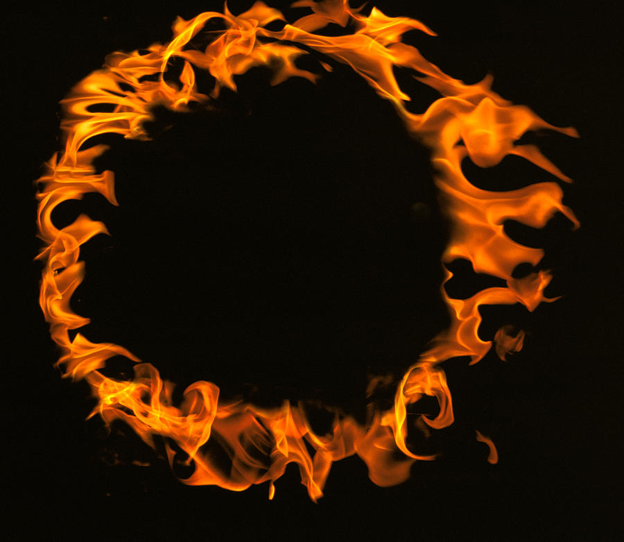 Flamed Circle On Black Background Photograph by Panoramic Images
