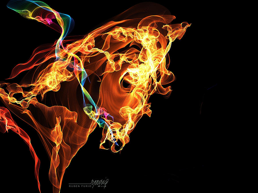 Wildlife Digital Art - FlameHorse by Ruben Furio