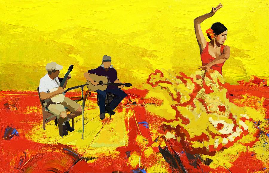 Jazz Painting - Flamenco Dancer 018 by Catf