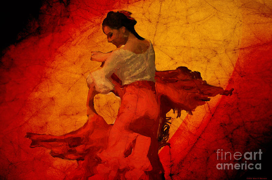 Flamenco Dancer 17 - The Red Dress Digital Art by Mary Machare