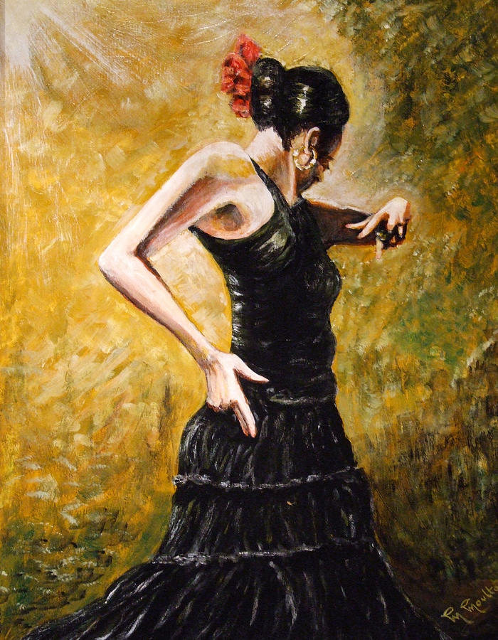 Flamenco Dancer in Black Painting by Mackenzie Moulton