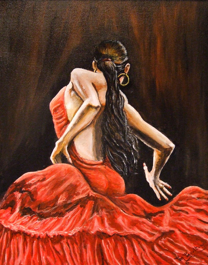 Flamenco Dancer in Red Painting by Mackenzie Moulton